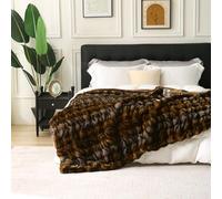 DREAMLANDING Faux Rabbit Fur Luxury Plush Sherpa Throw Blanket Reversible Fuzzy Warm Cozy Fluffy Blanket for Bed Sofa Couch Home Decor Tiger 150 * 200cm