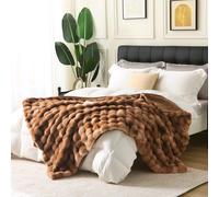 DREAMLANDING Faux Rabbit Fur Luxury Plush Sherpa Throw Blanket Reversible Fuzzy Warm Cozy Fluffy Blanket for Bed Sofa Couch Home Decor Brown 150 * 200cm