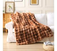 DREAMLANDING Faux Rabbit Fur Luxury Plush Sherpa Throw Blanket Reversible Fuzzy Warm Cozy Fluffy Fur Blanket for Bed Sofa Couch Home Decor (Brown, 130 * 150cm)