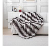 DREAMLANDING Luxury Faux Fox Fur Throw Blanket Long Fluff Fuzzy Thick Cozy Warm Blanket for Sofa Couch Bed Home Decor with Soft Cozy Velvet Back for Winter (White Brown,130150cm)