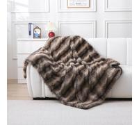 DREAMLANDING Luxury Faux Fox Fur Throw Blanket Long Fluff Fuzzy Thick Cozy Warm Blanket for Sofa Couch Bed Home Decor with Soft Cozy Velvet Back for Winter (Khaki,130150cm)