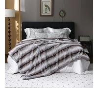DREAMLANDING Luxury Faux Fox Fur Throw Blanket Long Fluff Fuzzy Thick Cozy Warm Blanket for Sofa Couch Bed Home Decor with Soft Cozy Velvet Back for Winter (White Brown,150200cm)