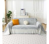 DREAMLANDING Sofa Covers Soft Durable Chenille Sofa Couch Covers Slipcovers Furniture Protector with Tassel for 1 2 3 Seater Loveseat L-shape Corner Futon Sofas for Dog(Stripe Grey,180x300cm)