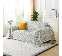 DREAMLANDING Sofa Covers Soft Durable Chenille Sofa Couch Covers Slipcovers Furniture Protector with Tassel for 1 2 3 Seater Loveseat L-shape Corner Futon Sofas for Dog(Modern Grey,180x340cm)