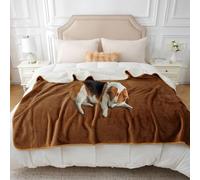 DREAMLANDING Waterproof Fleece Blanket Washable Soft Plush Pet Throw Protects Couch, Chair, Bed from Spills Stain or Pet Fur Twin/Double Throw Fit All Season (Camel,127 * 150cm)