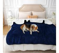 DREAMLANDING Waterproof Fleece Blanket Washable Soft Plush Pet Throw Protects Couch, Chair, Bed from Spills Stain or Pet Fur Twin/Double Throw Fit All Season (Navy,150 * 200cm)