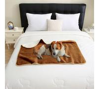DREAMLANDING Waterproof Fleece Blanket Washable Soft Plush Pet Throw Protects Couch, Chair, Bed from Spills Stain or Pet Fur Twin/Double Throw Fit All Season (Camel,75 * 100cm)