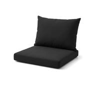 DREAMLAYER Rattan Garden Furniture Cushion Set - Outdoor Replacement Cushions for Patio Sofa & Conservatory - Water Resistant Covers (Black, Full 8Pc set (4x Seat + 4x Back))
