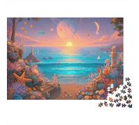 Dreamlike Beach Sunset 1000 Piece Jigsaw Puzzle Paper for Adults Romantic Sea View Relaxing Focus Game Home Decor 70x50cm/1000pcs