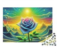 Dreamlike Blue Rose 1000 Piece Jigsaw Puzzle Paper Material for Adults Magical Sunrise Mountain View Jigsaw Puzzle Set Relaxation Gift 70x50cm/1000pcs