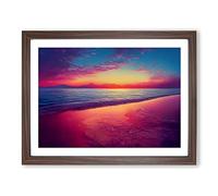 Dreamlike Ocean Sunset Framed Print | A4 Walnut Framed Wall Art | Ready to Hang | Modern Nautical Picture | Living Room Bedroom Lounge Office