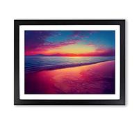 Dreamlike Ocean Sunset Framed Wall Art Print A2 Black
