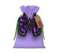 Dreamlike Purple Butterfly Print Drawstring Present Bag,Reusable Fabric Sack With Kraft Paper Hang Tag