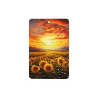 Dreamlike Sunset Of A Sunflower Field Car Air Fresheners Cards 4 Pcs Long Lasting Car Fresheners Gifts for Men Women Auto Aromatherapy Tablets Hanging Scented Card Rearview Mirror Pendant