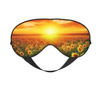 Dreamlike Sunset of A Sunflower Field Double-Sided Silk Sleep Mask, Adjustable Light Blocking Eye Mask for Travel, Men & Women, Soft Comfortable Blindfold 20x10cm