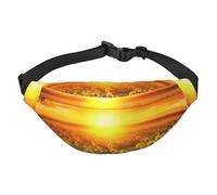 Dreamlike Sunset Of A Sunflower Field Fanny Pack for Men Women Crossbody Waist Bag Everywhere Belt Bag Wallet Hip Bum Bag with Adjustable Strap Casual Chest Bag for Outdoor Hiking Cycling, Black, One
