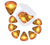 Dreamlike Sunset Of A Sunflower Field Guitar Picks 12 Pcs, 3 Different Thickness Celluloid Plectrum for Bass Electric Acoustic Guitars Ukulele Accessories Gift for Men Women (0.46mm, 0.71mm, 0.96mm)