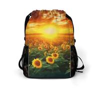Dreamlike Sunset Of A Sunflower Field Gym Bag Backpack Drawstring Backpack