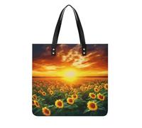 Dreamlike Sunset Of A Sunflower Field Shoulder Bag Handbags Tote Bag