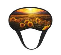 Dreamlike Sunset of A Sunflower Field Sleep Mask for Side Sleeper, Blackout Sleep Eye Mask Comfortable Blindfold Eyeshade Soft Breathable Sleeping Mask with Elastic Strap Silk Eye Covers for Travel