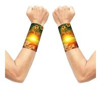 Dreamlike Sunset Of A Sunflower Field Stretch Wrist Support Wristband, Breathable Sports Wrist Wrap, Elastic Wristbands For Basketball Tennis Gym