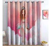 Dreamlike Swing Girl Clouds Curtains for Living Room Cartoon Style Printed Thermal 100% Blackout Curtains, Super Soft Eyelet Ring Top Blackout Panels W 110" x L 102" for Home Decoration