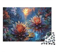 Dreamlike Water Lily Pond 1000 Piece Jigsaw Puzzle for Adults Night Scenery Relaxing Paper Puzzle Game 52x38cm/1000pcs