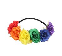 DreamLily Women's Hawaiian Stretch Rose Flower Headband Floral Crown for Garland Party BC12, Rose, 1 Count (Pack of 1)