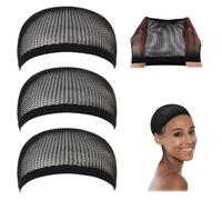 Dreamlover Black Fishnet Wig Caps, Dome Mesh Wig Caps for Women, 3 PCS
