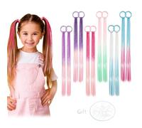 Dreamlover Coloured Hair Extensions for Kids, Rainbow Extensions for Braiding, Hair Accessories for Girls, 12 Pieces