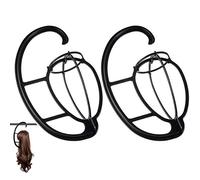 Dreamlover Hanging Wig Stands, Portable Wig Hangers, Hat Display Holders, Black, 2 Sets