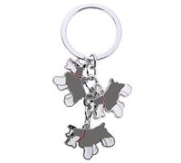 Dreamls Dogs ID Tag Keychain, Pretty Three Pet Dog Pendant Metal Keychain Ring Handbag Purse Car Keyfob for Friends Lover (Grey Schnauzer)