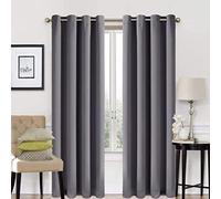 DreamNights Blackout Curtains Charcoal - Super Soft Eyelet Curtains, 46'' W x 54'' Drop, 2 Panels