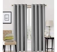 DreamNights Blackout Curtains Silver - Super Soft Eyelet Curtains, 66" W x 54" Drop, Noise Reducing for Bedroom & Living Room/Home Office, 2 Panels