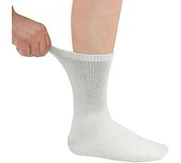 DreamNights Men's Cotton Diabetic Socks for Swollen feet and ankles Soft Top Comfort Non Elastic Mid-Calf White Socks with Seamless Toe UK 6-11 (12 Pairs)