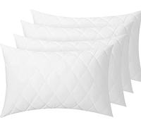 DreamNights Pillow Protectors 4 Pack Quilted Zipped (Standard Size - 50 x 75 cm) Quilted Pillow Protectors, Soft & Breathable Microfiber Pillowcase Protectors