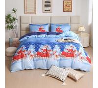 DreamNights X-Mas Duvet Quilt Cover & Pillowcase Bedding Set Multi-Colour Gift Presents for your Loved Ones Easy Care, Modern Duvet Cover Set Luxury Bedding Sets (Winter Santa Claus, Single)