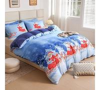 DreamNights X-Mas Duvet Quilt Cover & Pillowcase Bedding Set Multi-Colour Gift Presents for your Loved Ones Easy Care, Modern Duvet Cover Set Luxury Bedding Sets (Winter Santa Claus, Double)