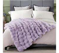 DREAMNINE Oversized Soft Thick Fuzzy Faux Rabbit Fur Throw Blanket Twin Size 60" x 71", Double Sided Comfy Plush Warm Shaggy Fluffy Blankets, Luxury Cozy Cute Furry Blanket for Bed Couch, Lilac Purple
