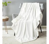DREAMNINE Super Soft Fuzzy Fleece Throw Blanket for Couch Sofa 50" x 60", Decorative Solid Lightweight Velvet Blanket for Chair, Cozy Accent Shaggy Micro Plush Flannel Blanket for Bedroom Dorm, White