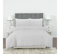 Dreamology Double Duvet Cover Set, Polycotton Duvet Cover, Plain Fabric Dobby Stripe, Soft & Breathable, Button Closure, Duvet Cover Set, Duvet Covers With 2 Pillowcase (200 X 200) (Silver)