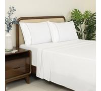 Dreamology King Sheet Set - 100% Cotton Embroidered Sheet Set, King Size Sheet Sets, Soft & Wrinkle-Resistant, 16" Deep Pocket, 4-Piece Includes 1 Fitted Sheet, 1 Flat Sheet & 2 Pillowcases