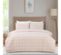 Dreamology Single Size Duvet Cover Sets, PolyCotton,Textured Fabric Waffle Stripe,Duvet Covers,Button Closure,Duvet Cover Set,Duvet Covers With 1 Pillowcase (135 X 200) (Dusty Pink)