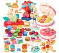 Dreamon 3 in 1 Play Color Dough Set - Ice Cream Noodle Hamburger Maker Machine, Dough Tools Accessories Set, Play Kitchen Accessories, Art Crafts Food Toys for Kids 3 4 5 Years Old