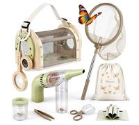 Dreamon Bug Hunting Kits for Children, Explorer Costume Kids with Wooden Bug Cage, Bug Vacuum, Butterfly Net, Storage Bag, Outdoor Safari Nature Gifts for 3 4 5 year Olds Boys
