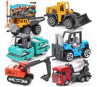 Dreamon Colourful Construction Trucks Toy, Engineering Diggers and Dumpers Toys Cars Play Set Educational Gift for 3 Years Old Kids, 6PCS