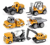 Dreamon Kid Diecast Metal Cars Engineering Vehicles Set,Construction Toys for Boys 3 Year Olds Sand Pit Play (6pcs Set)