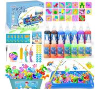 Dreamon Magic Aqua Fairy Water Gel Fishing Kit, 71PCS Magic DIY Squishy Maker Set with Fishing Rod, 14 Colors & 20 Molds, Creative Arts & Crafts Toys, Birthday Gifts for Boys Girls Ages 3-6
