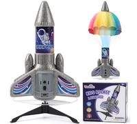 Dreamon Rocket Launcher for Kids with Parachute LED Light, Toy Rocket Space Theme Rechargeable Self-Launching Outdoor Garden Toys for 3 4 5 6 7 8 9 10 Years Old Boys Girls