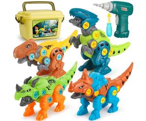 Dreamon Take Apart Dinosaur Toys for Kids with Storage Box Electric Drill DIY Construction Build Set Educational STEM for Boys Girls 3 Years and Up